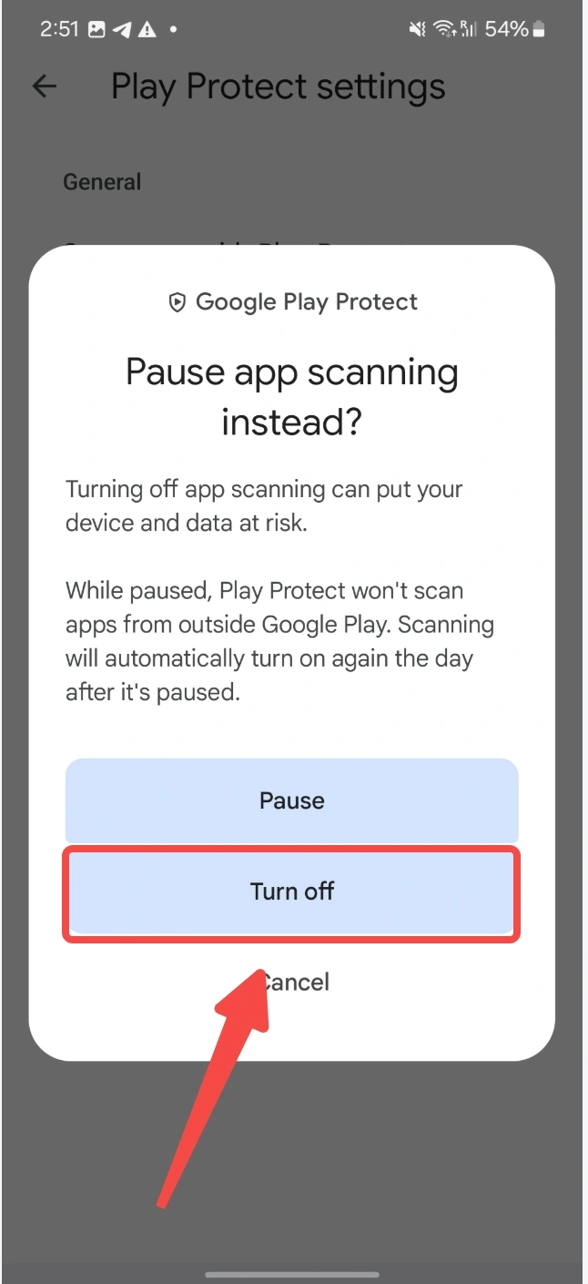 turn off scanning